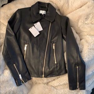 NWT REISS LEATHER BIKER JACKET- US2 women’s
